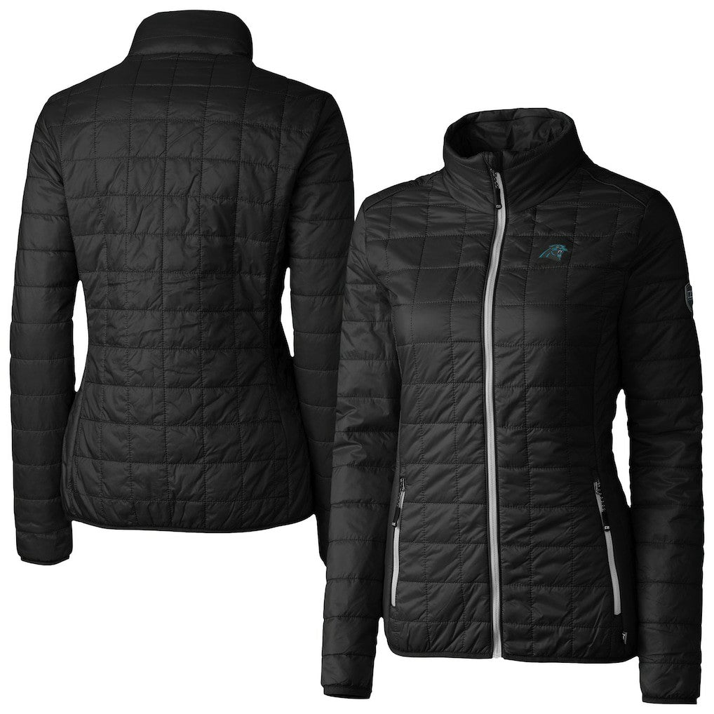 Carolina Panthers Cutter & Buck Women's Rainier PrimaLoft Eco Insulated Full-Zip Puffer Jacket - Black cheap