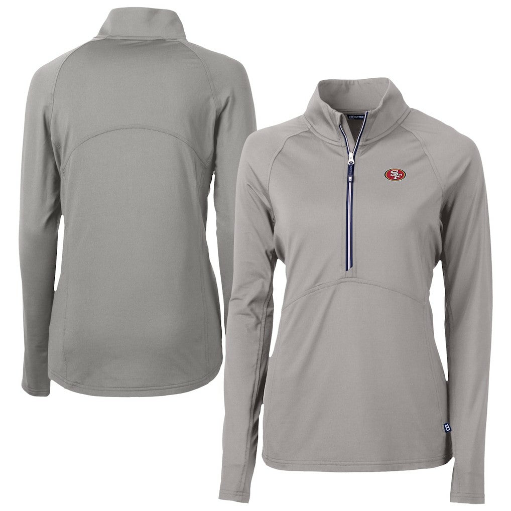 San Francisco 49ers Cutter & Buck Women's Adapt Eco Knit Stretch Recycled Half-Zip Pullover Top - Gray online