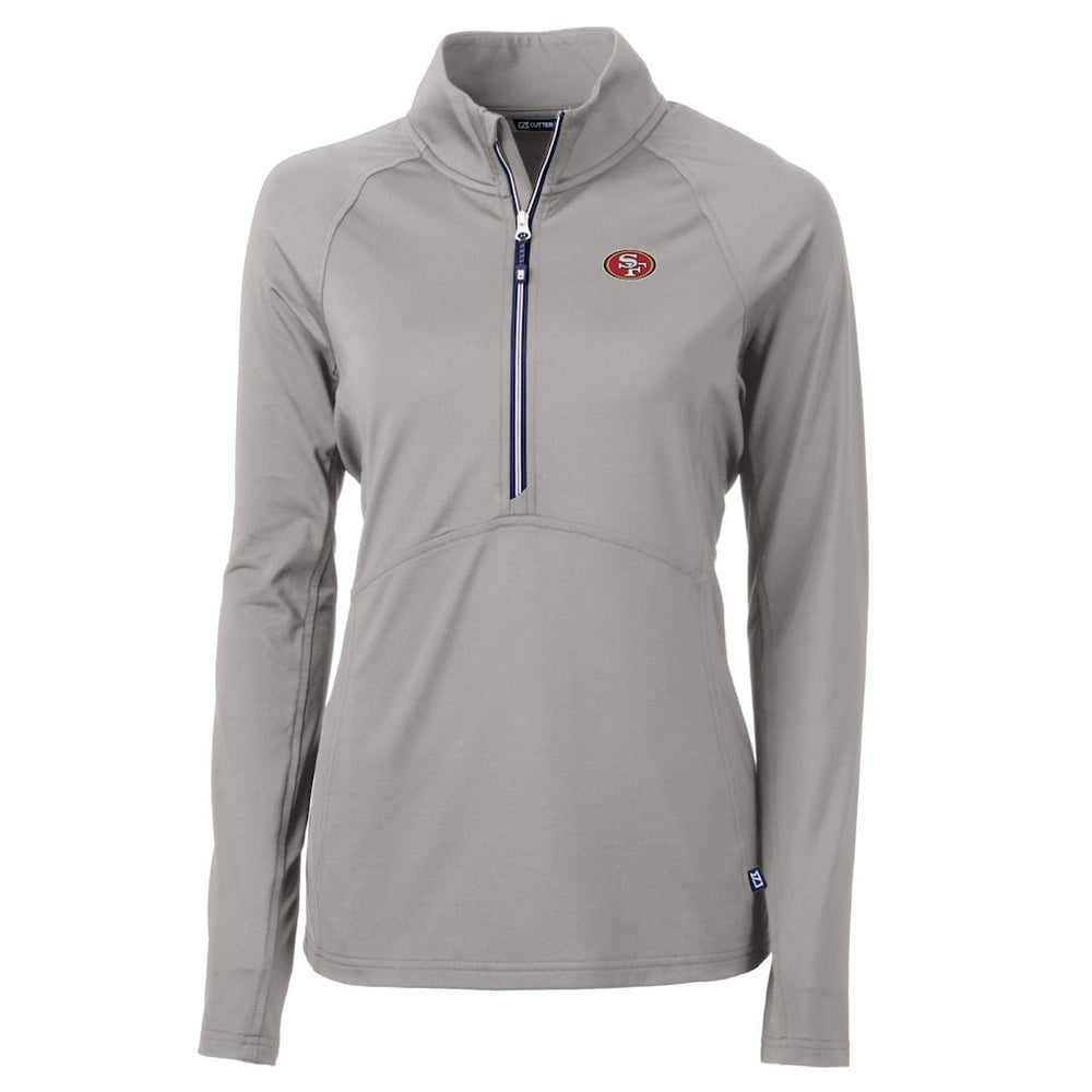 San Francisco 49ers Cutter & Buck Women's Adapt Eco Knit Stretch Recycled Half-Zip Pullover Top - Gray online