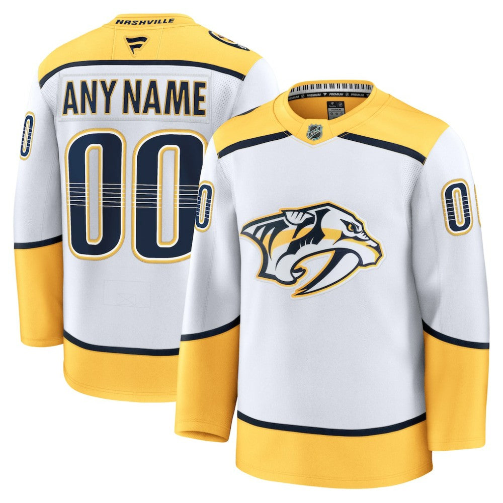 Nashville Predators Fanatics Away Premium Custom Jersey - White Jerseys