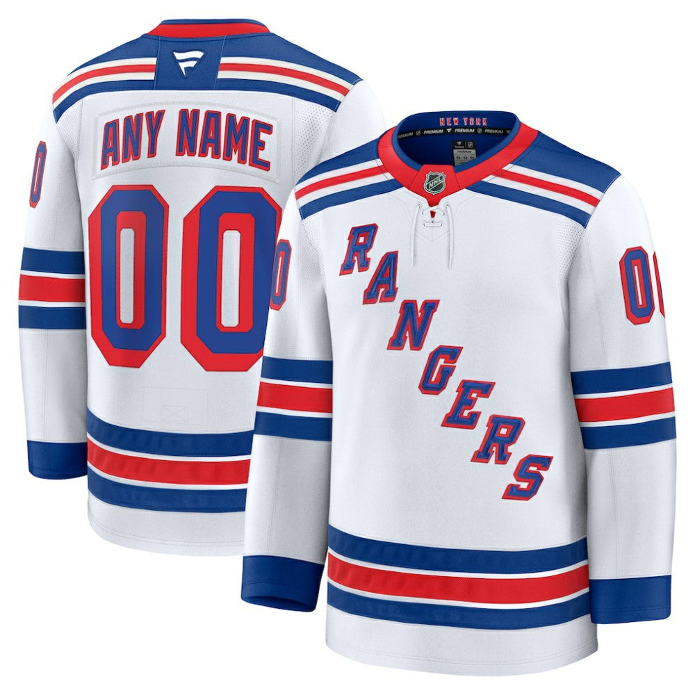 New York Rangers Fanatics Away Premium Custom Jersey - White Jerseys