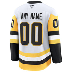 Pittsburgh Penguins Fanatics Away Premium Custom Jersey - White Jerseys