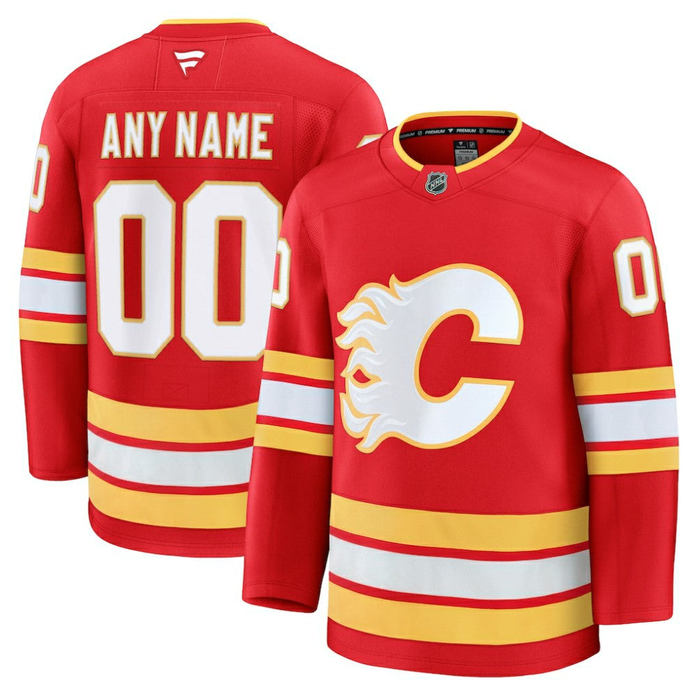 Calgary Flames Fanatics Home Premium Custom Jersey - Red Jerseys