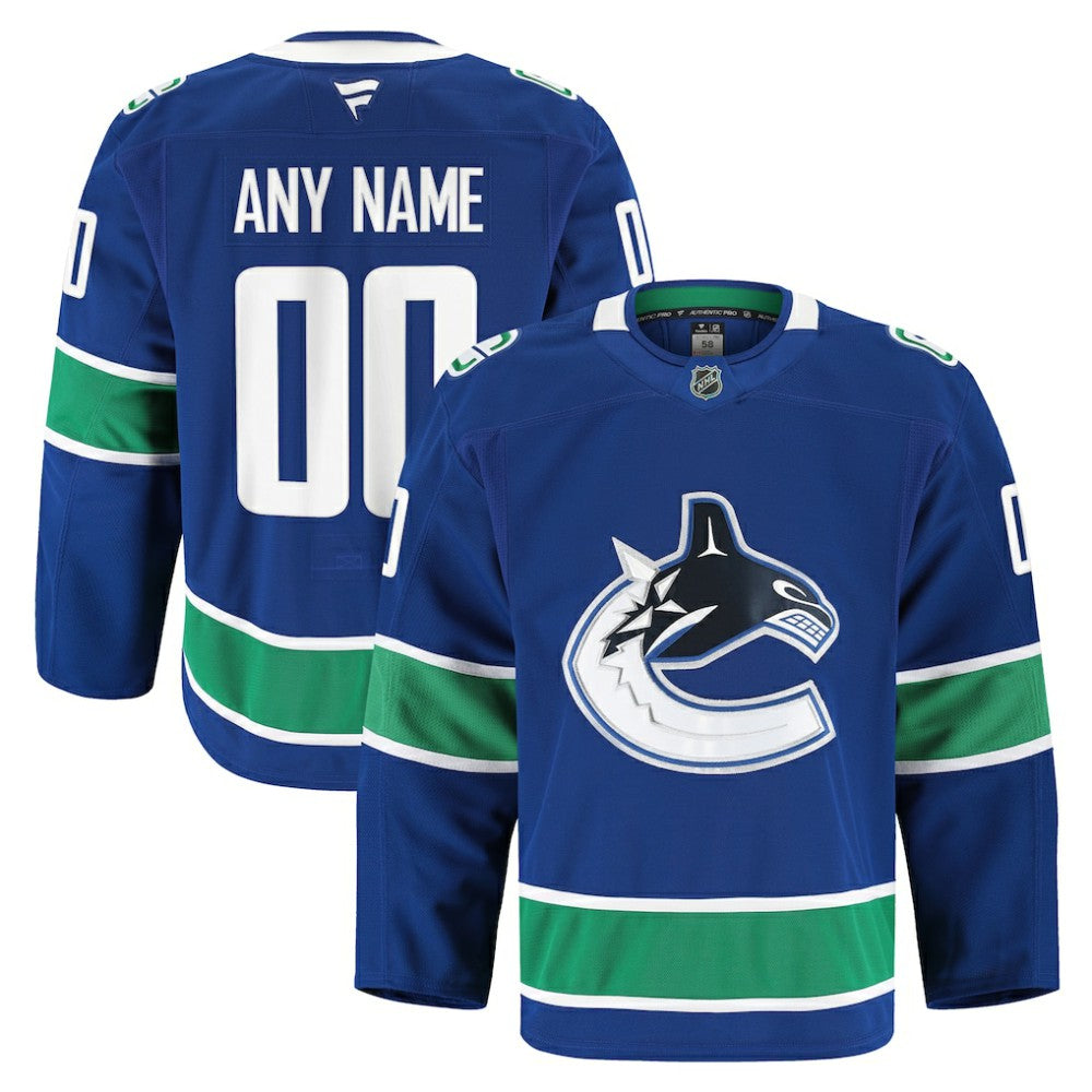 Vancouver Canucks Fanatics Home Authentic Pro Custom Jersey - Blue Jerseys