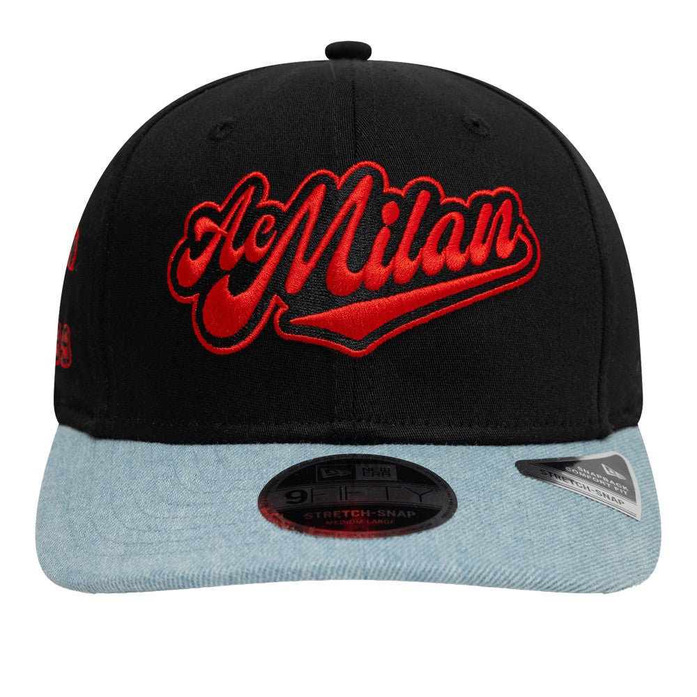 AC Milan New Era 9FIFTY Stretch-Snap Adjustable Hat - Black/Denim for sale