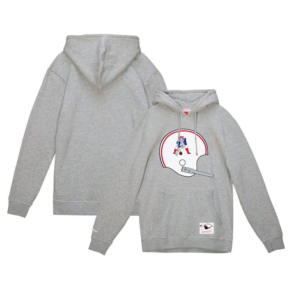 New England Patriots Helmet Logo Vintage Pullover Hoodie - Heather Gray on sale