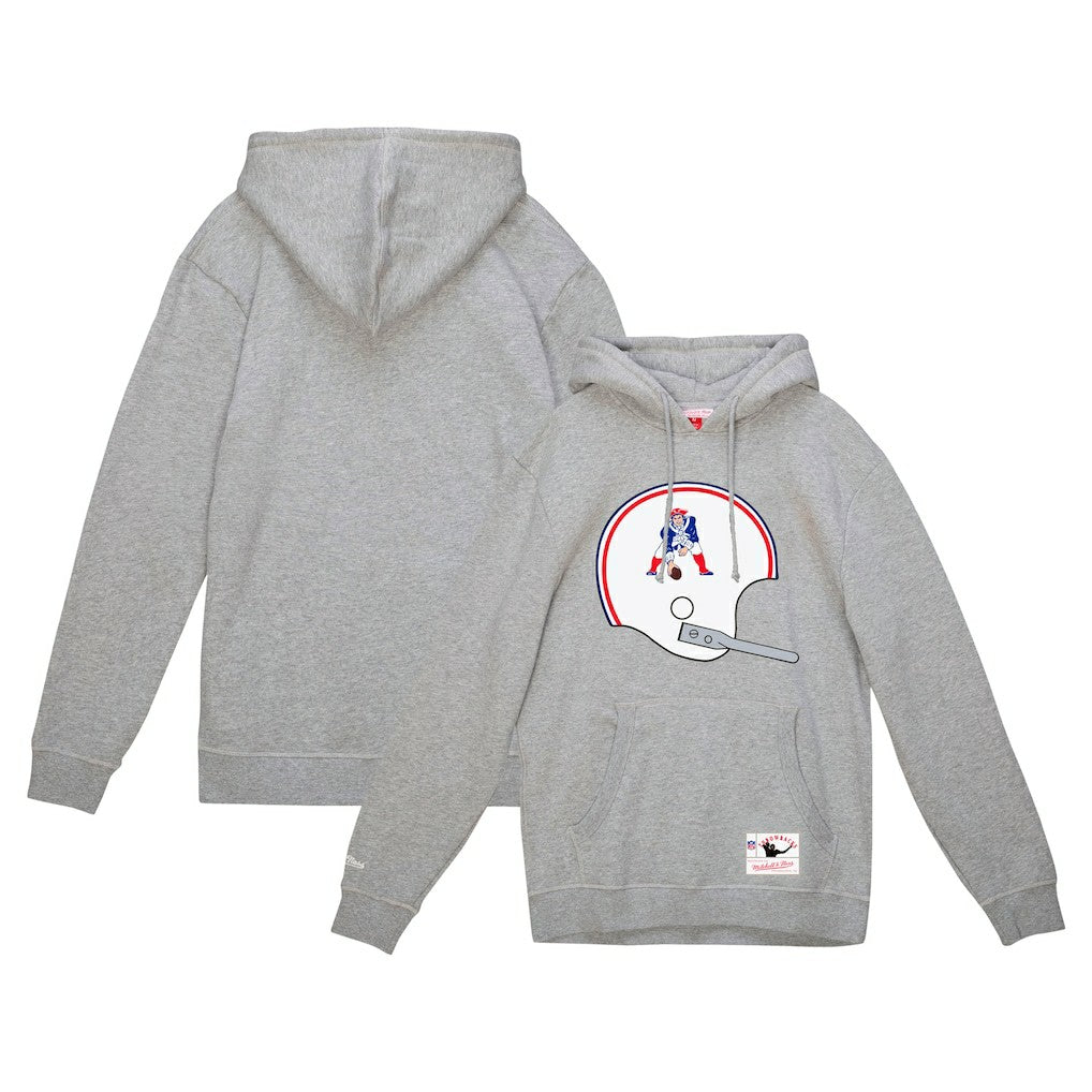 New England Patriots Helmet Logo Vintage Pullover Hoodie - Heather Gray on sale