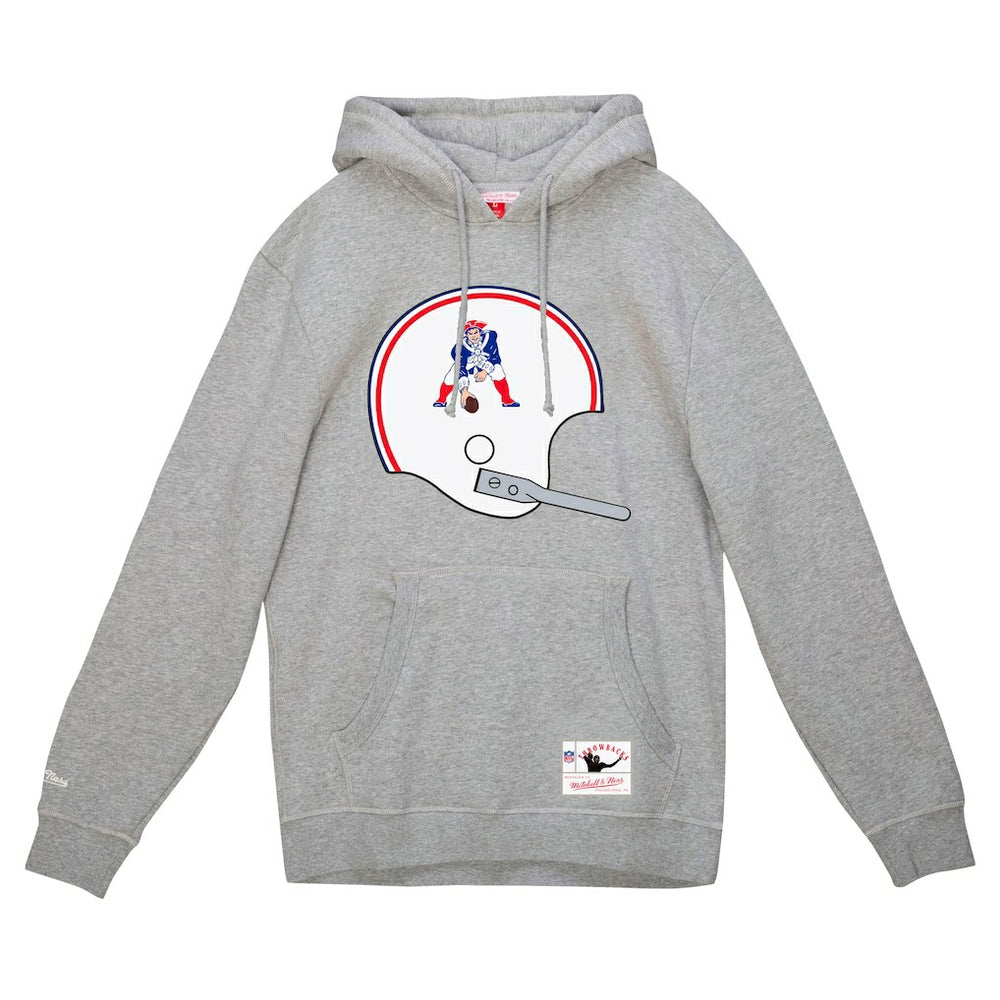 New England Patriots Helmet Logo Vintage Pullover Hoodie - Heather Gray on sale
