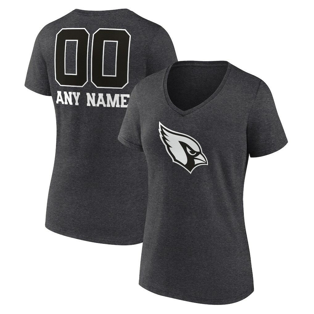 Arizona Cardinals Women's Personalized Name & Number Monochrome V-Neck Long Sleeve T-Shirt - Charcoal on sale