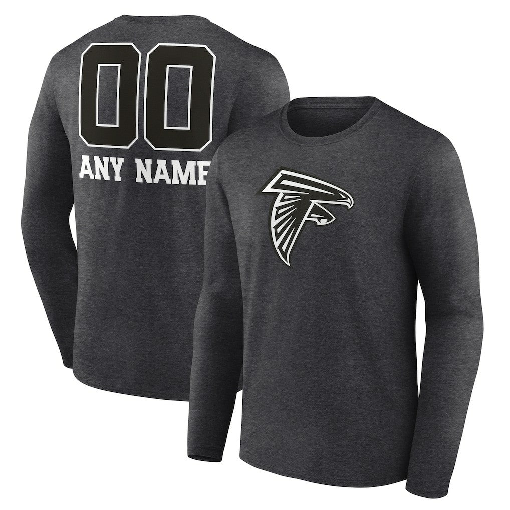 Atlanta Falcons Personalized Name & Number Monochrome Long Sleeve T-Shirt - Charcoal on sale