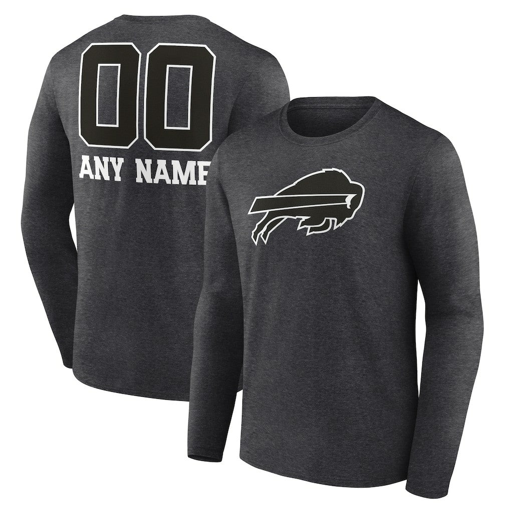 Buffalo Bills Personalized Name & Number Monochrome Long Sleeve T-Shirt - Charcoal online