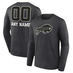 Buffalo Bills Personalized Name & Number Monochrome Long Sleeve T-Shirt - Charcoal online