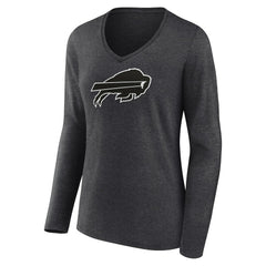 Buffalo Bills Women's Personalized Name & Number Monochrome V-neck T-Shirt - Charcoal cheap