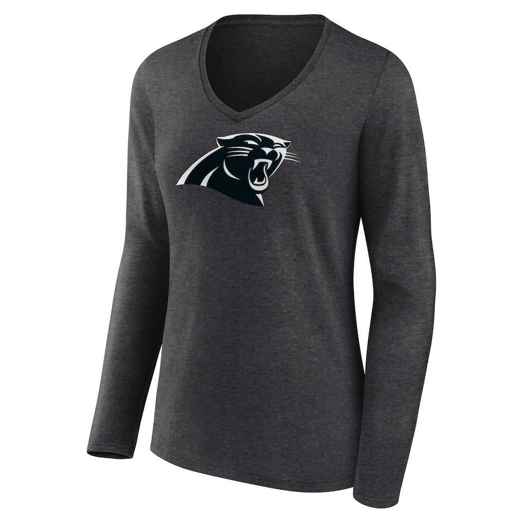 Carolina Panthers Women's Personalized Name & Number Monochrome V-neck T-Shirt - Charcoal sale