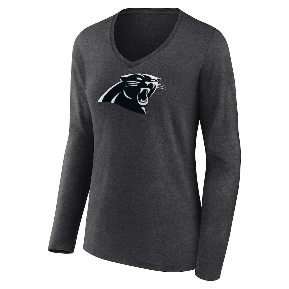 Carolina Panthers Women's Personalized Name & Number Monochrome V-neck T-Shirt - Charcoal sale