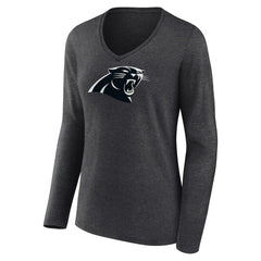 Carolina Panthers Women's Personalized Name & Number Monochrome V-neck T-Shirt - Charcoal sale