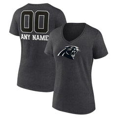 Carolina Panthers Women's Personalized Name & Number Monochrome V-Neck Long Sleeve T-Shirt - Charcoal outlet