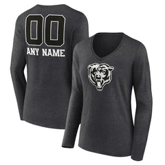 Chicago Bears Women's Personalized Name & Number Monochrome V-neck T-Shirt - Charcoal discount