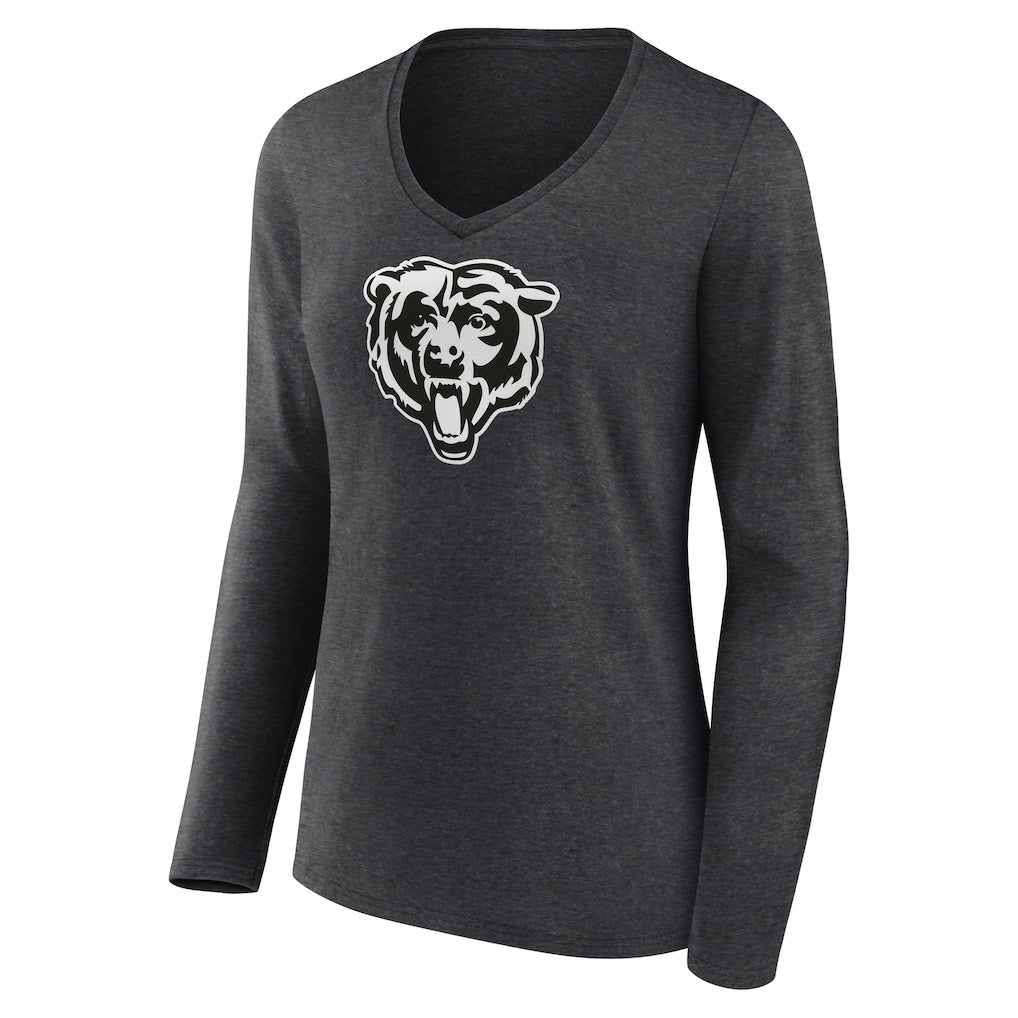 Chicago Bears Women's Personalized Name & Number Monochrome V-neck T-Shirt - Charcoal discount