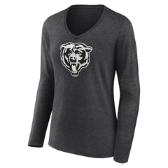 Chicago Bears Women's Personalized Name & Number Monochrome V-neck T-Shirt - Charcoal discount