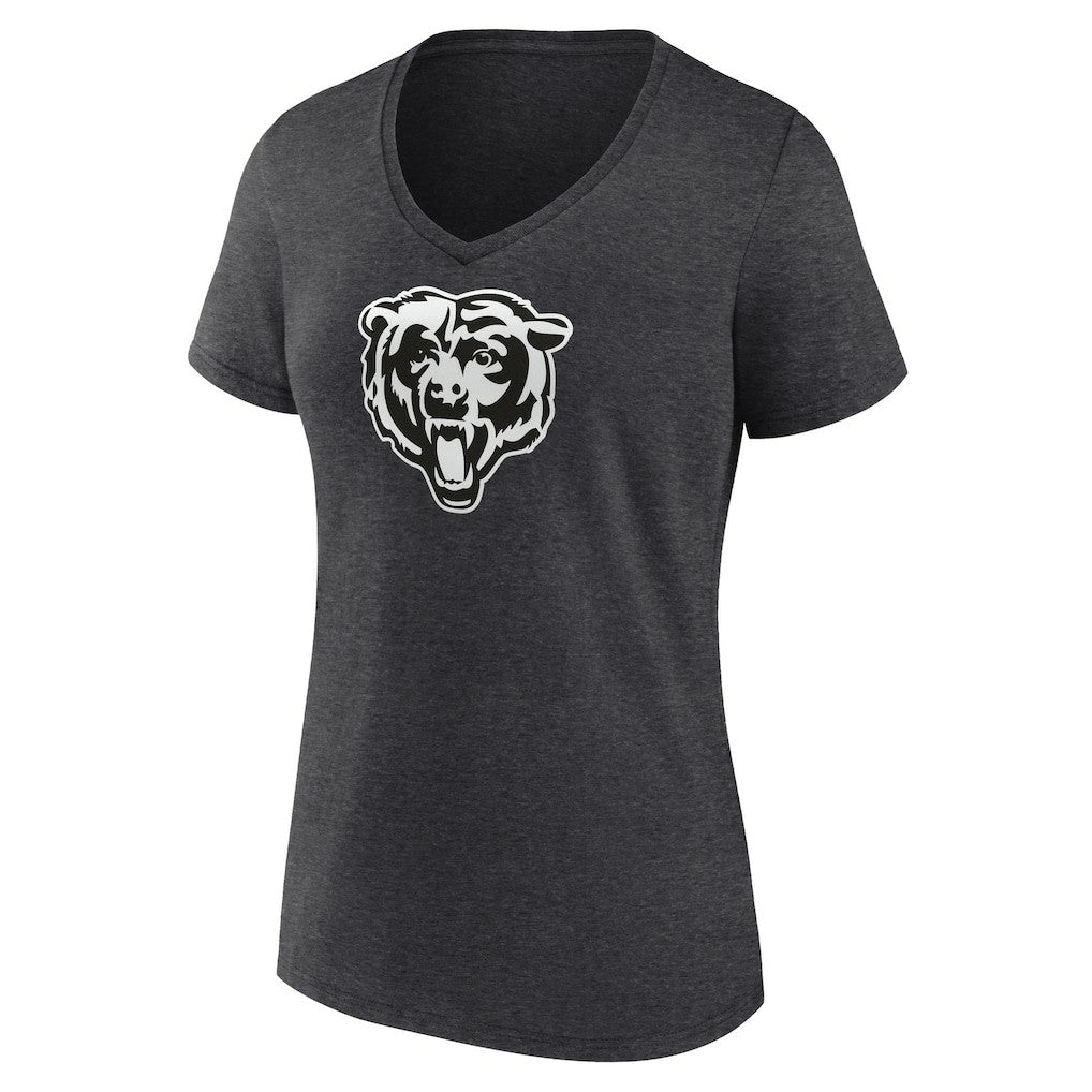 Chicago Bears Women's Personalized Name & Number Monochrome V-Neck Long Sleeve T-Shirt - Charcoal for sale
