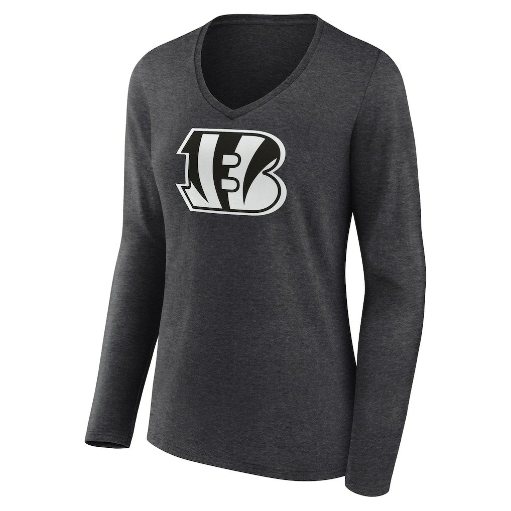 Cincinnati Bengals Women's Personalized Name & Number Monochrome V-neck T-Shirt - Charcoal for sale