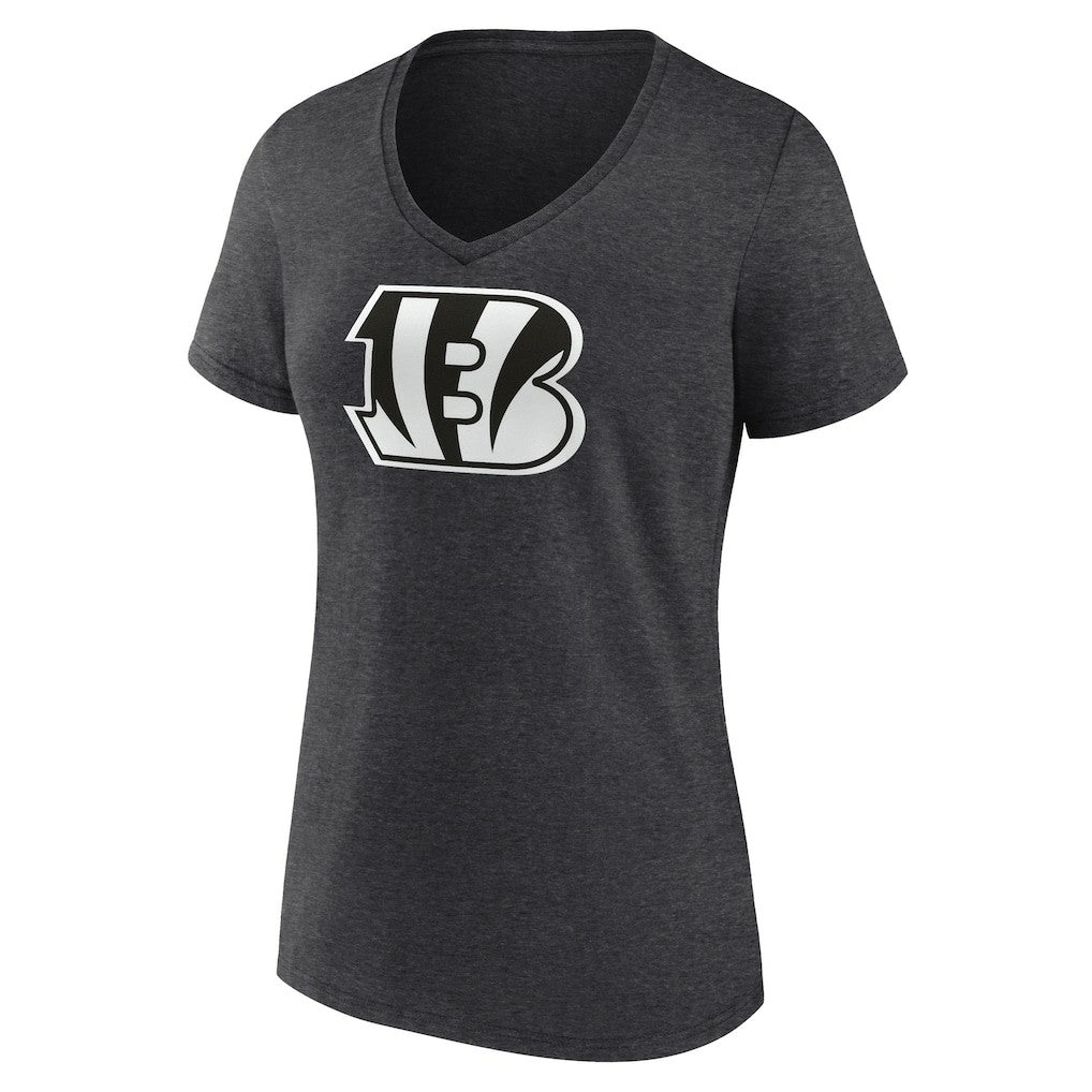 Cincinnati Bengals Women's Personalized Name & Number Monochrome V-Neck Long Sleeve T-Shirt - Charcoal cheap