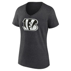 Cincinnati Bengals Women's Personalized Name & Number Monochrome V-Neck Long Sleeve T-Shirt - Charcoal cheap