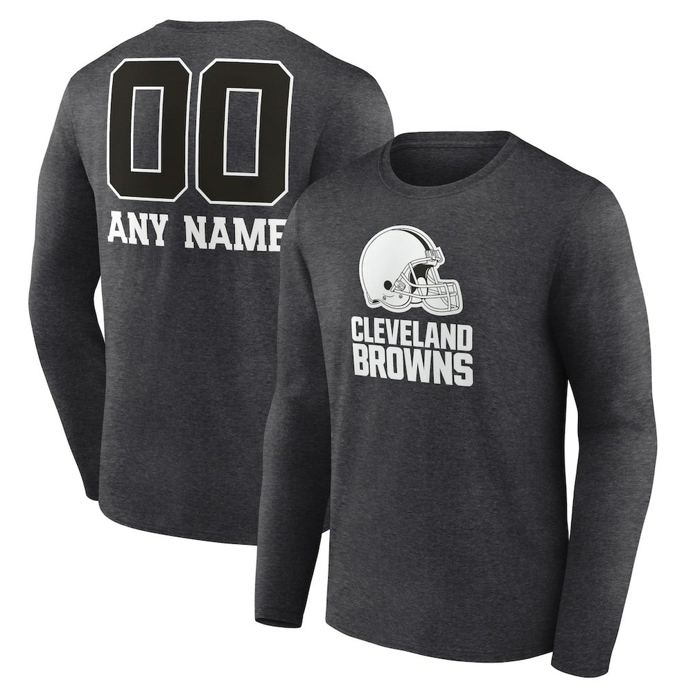 Cleveland Browns Personalized Name & Number Monochrome Long Sleeve T-Shirt - Charcoal sale