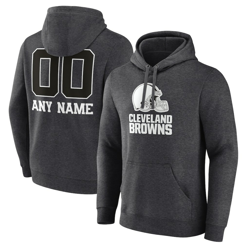 Cleveland Browns Personalized Name & Number Monochrome Pullover Hoodie - Charcoal outlet