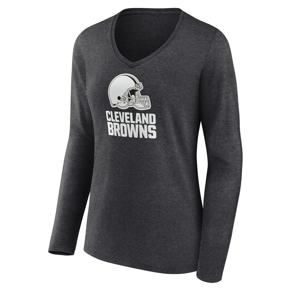 Cleveland Browns Women's Personalized Name & Number Monochrome V-neck T-Shirt - Charcoal sale
