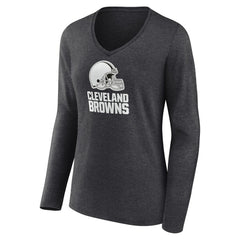 Cleveland Browns Women's Personalized Name & Number Monochrome V-neck T-Shirt - Charcoal sale