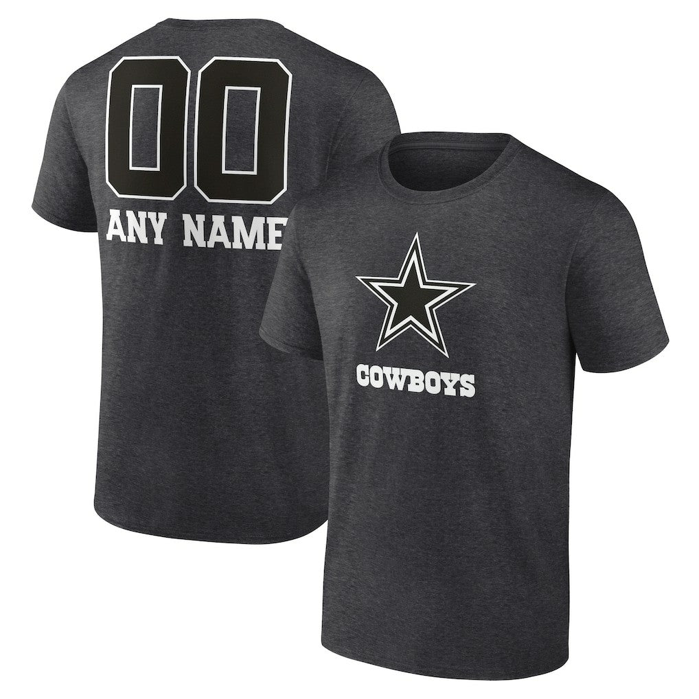 Dallas Cowboys Personalized Name & Number Monochrome T-Shirt - Charcoal on sale