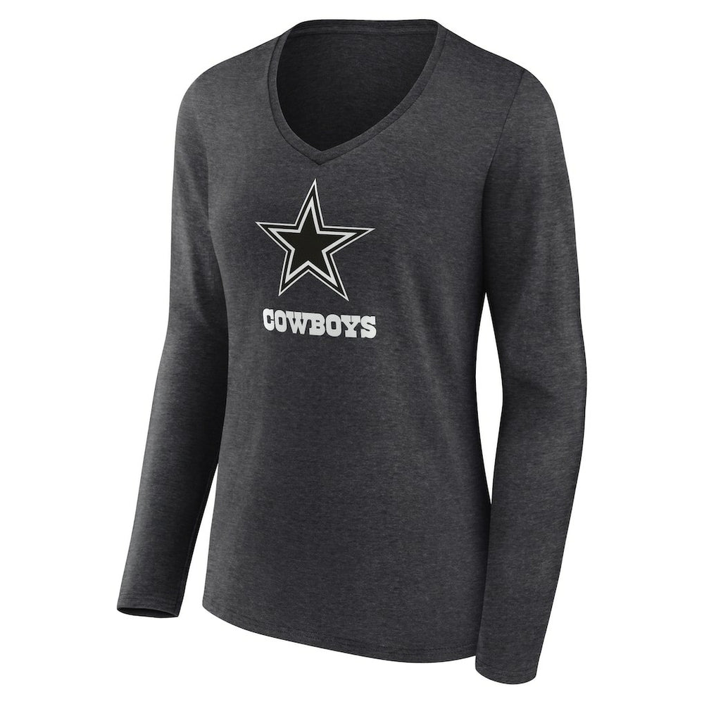 Dallas Cowboys Women's Personalized Name & Number Monochrome V-neck T-Shirt - Charcoal discount