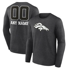 Denver Broncos Personalized Name & Number Monochrome Long Sleeve T-Shirt - Charcoal cheap