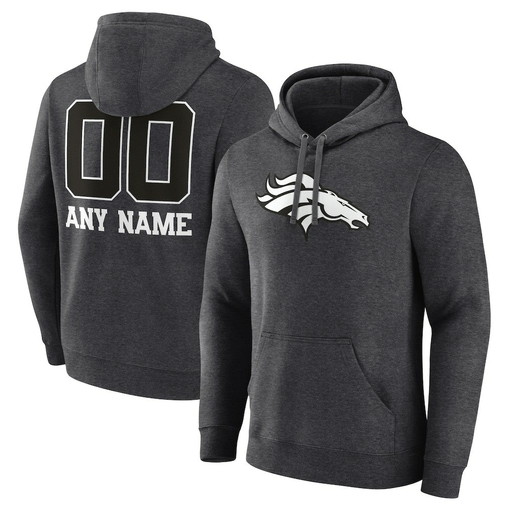 Denver Broncos Personalized Name & Number Monochrome Pullover Hoodie - Charcoal for sale