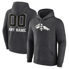 Denver Broncos Personalized Name & Number Monochrome Pullover Hoodie - Charcoal for sale