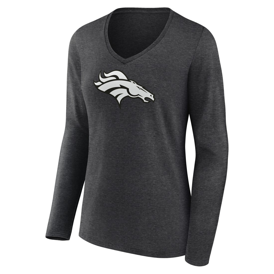 Denver Broncos Women's Personalized Name & Number Monochrome V-neck T-Shirt - Charcoal discount