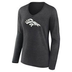 Denver Broncos Women's Personalized Name & Number Monochrome V-neck T-Shirt - Charcoal discount