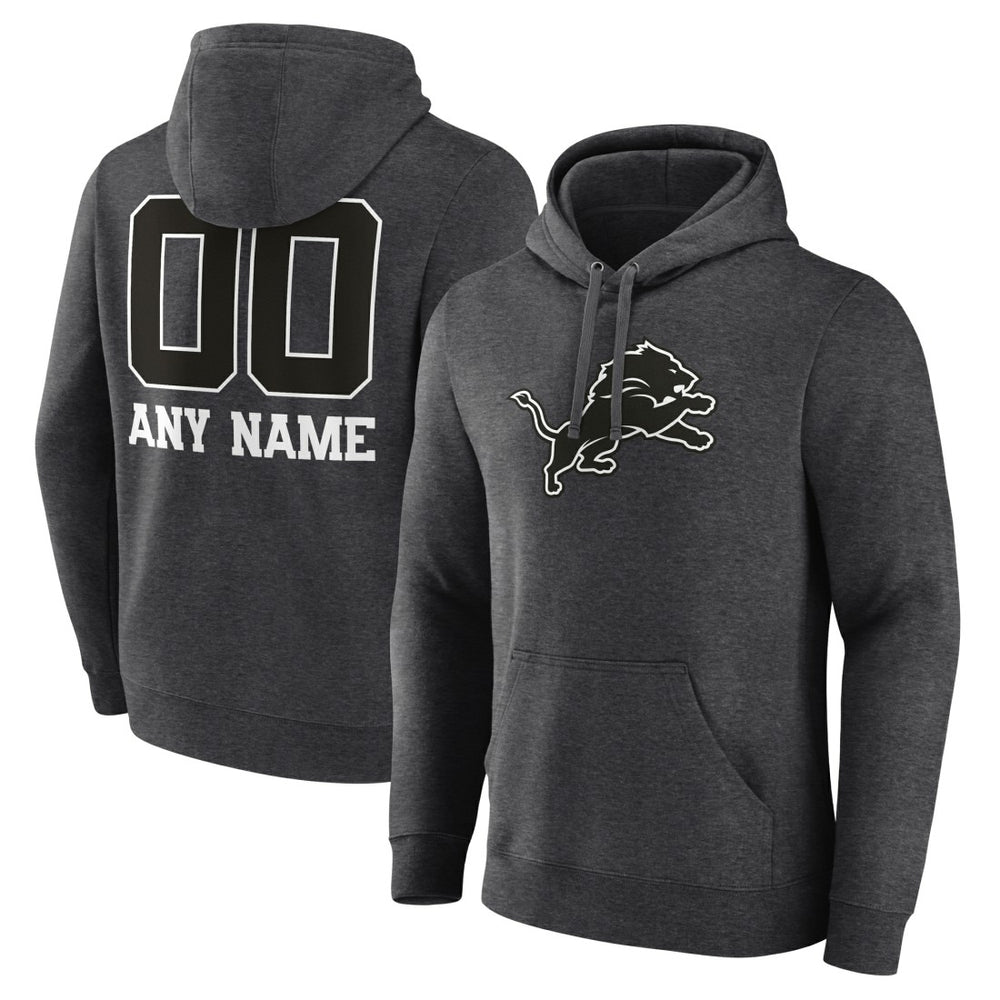 Detroit Lions Personalized Name & Number Monochrome Pullover Hoodie - Charcoal outlet