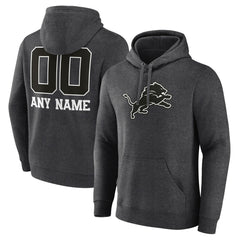 Detroit Lions Personalized Name & Number Monochrome Pullover Hoodie - Charcoal outlet