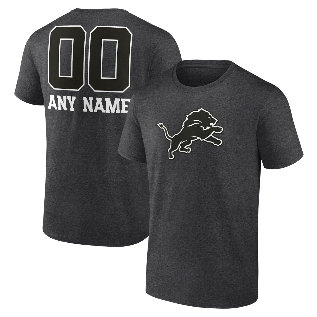 Detroit Lions Personalized Name & Number Monochrome T-Shirt - Charcoal on sale