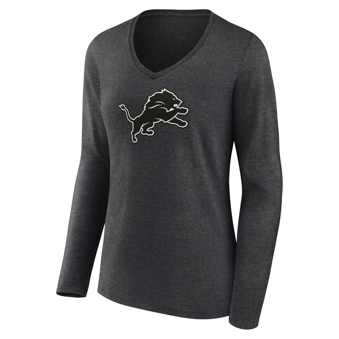 Detroit Lions Women's Personalized Name & Number Monochrome V-neck T-Shirt - Charcoal on sale