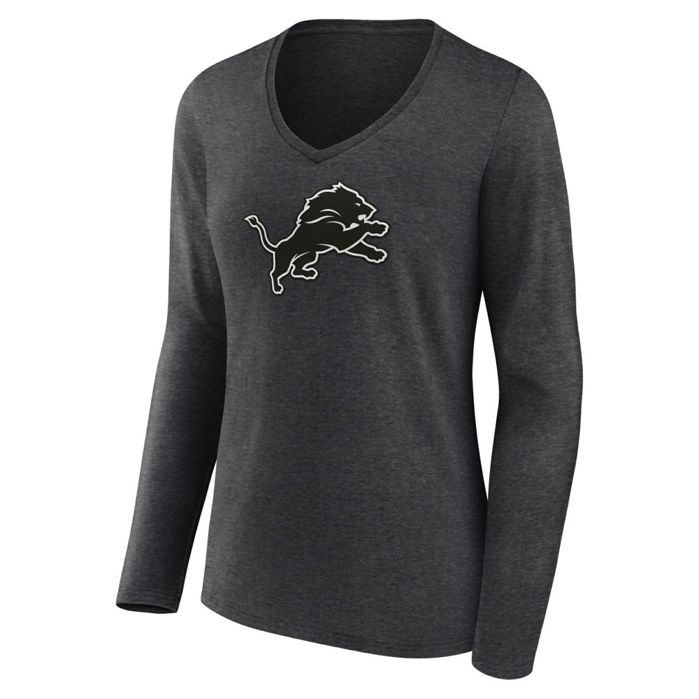 Detroit Lions Women's Personalized Name & Number Monochrome V-neck T-Shirt - Charcoal on sale