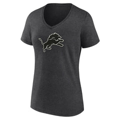 Detroit Lions Women's Personalized Name & Number Monochrome V-Neck Long Sleeve T-Shirt - Charcoal cheap