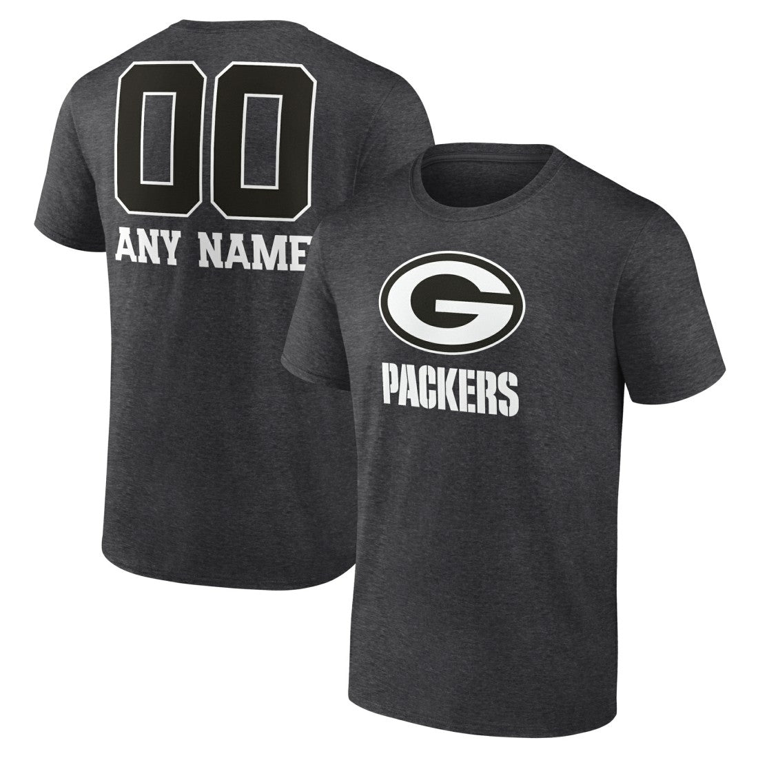 Green Bay Packers Personalized Name & Number Monochrome T-Shirt - Charcoal sale