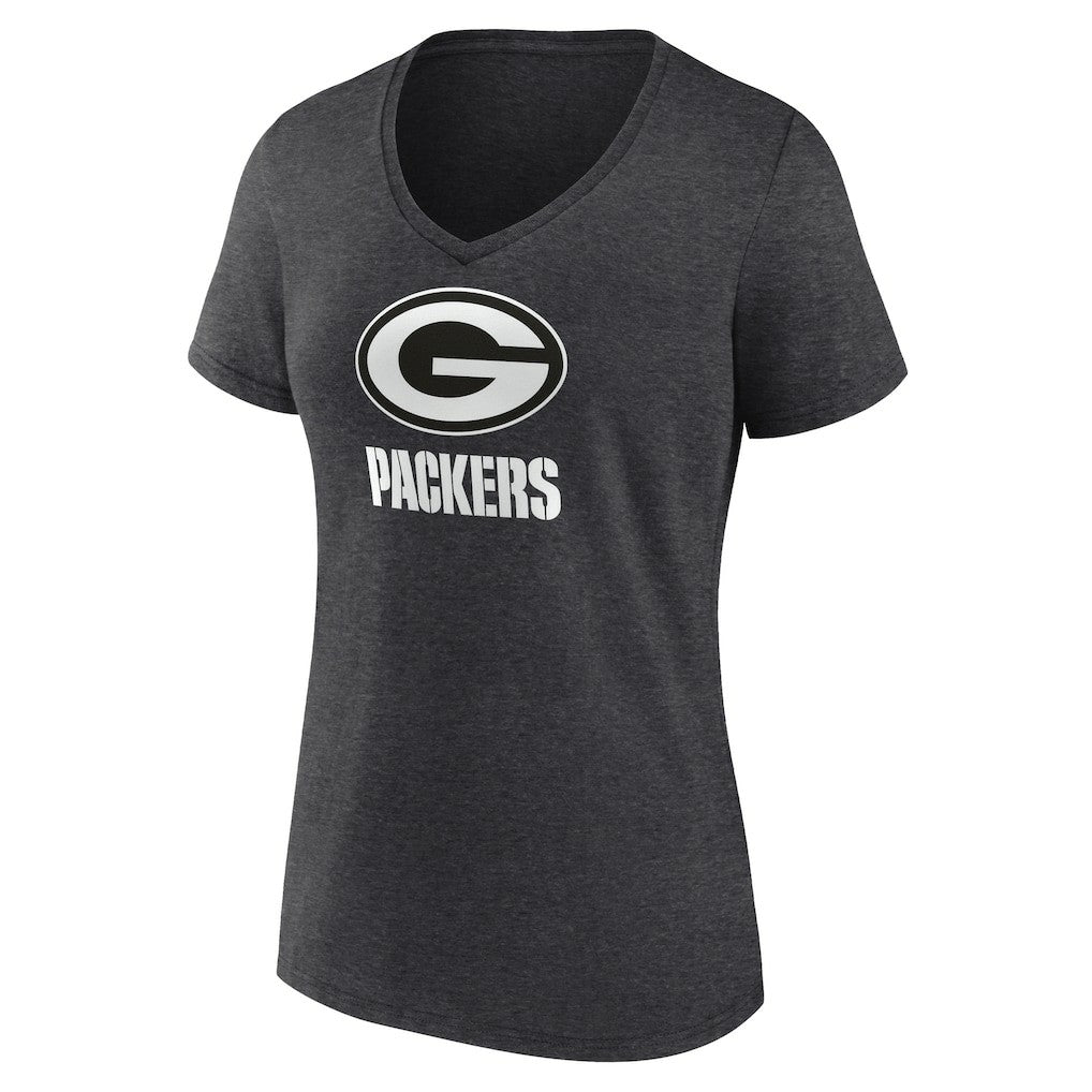 Green Bay Packers Women's Personalized Name & Number Monochrome V-Neck Long Sleeve T-Shirt - Charcoal online