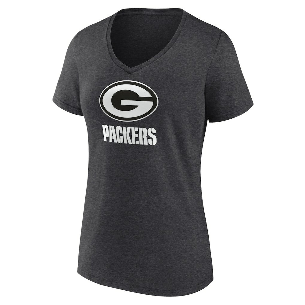 Green Bay Packers Women's Personalized Name & Number Monochrome V-Neck Long Sleeve T-Shirt - Charcoal online