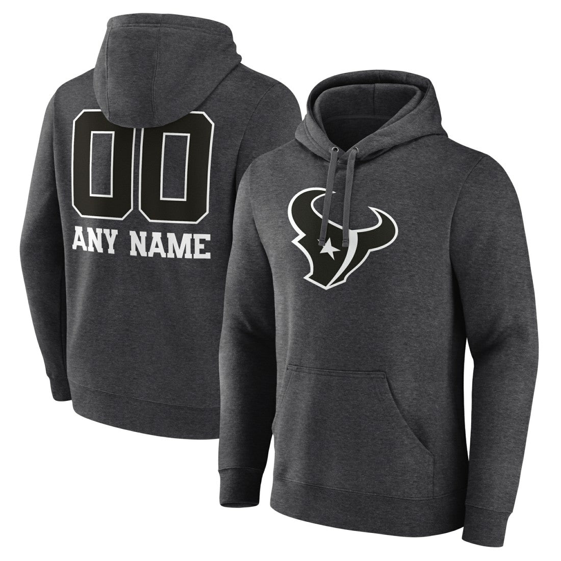 Houston Texans Personalized Name & Number Monochrome Pullover Hoodie - Charcoal for sale
