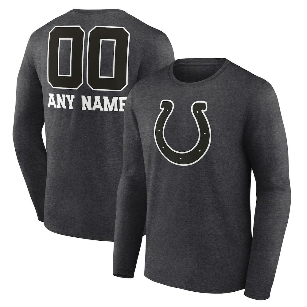 Indianapolis Colts Personalized Name & Number Monochrome Long Sleeve T-Shirt - Charcoal on sale